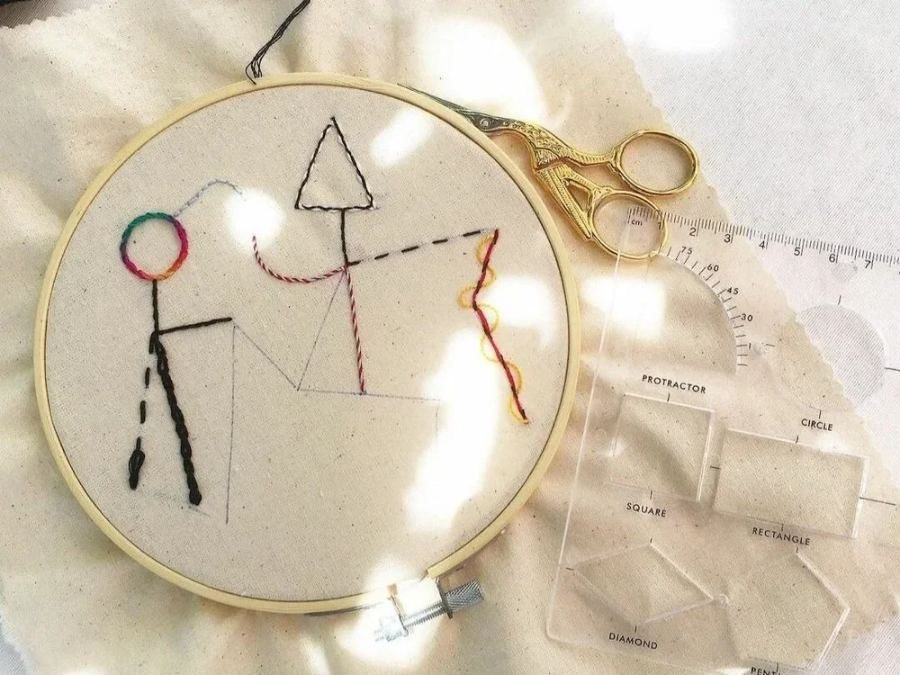 Embroidered drawing